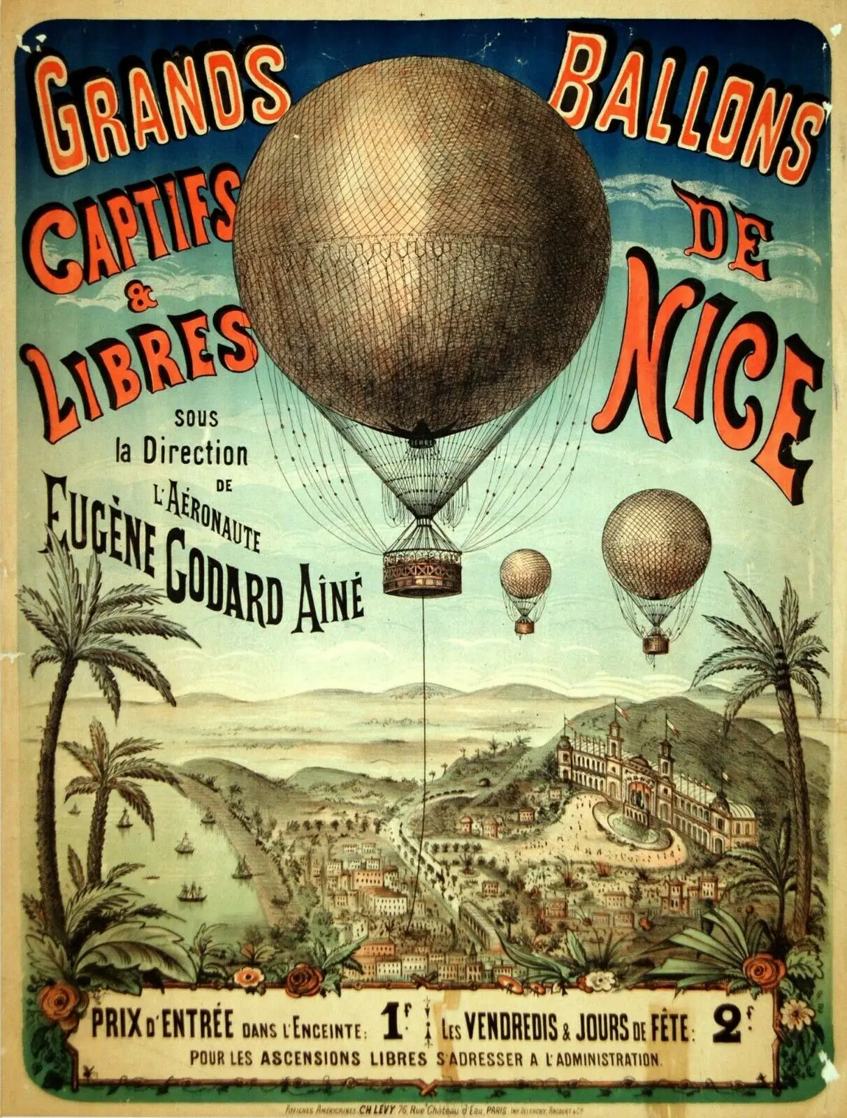 

VINTAGE HOT AIR BALLOON NICE FRENCH ADVERTISING Art Picture Print Silk Poster Home Wall Decor