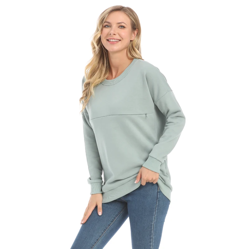 Autumn Winter Maternity Sweater Tops Long Sleeve Hoodies Breastfeeding Tops For Pregnant Women Maternity T-Shirt 2