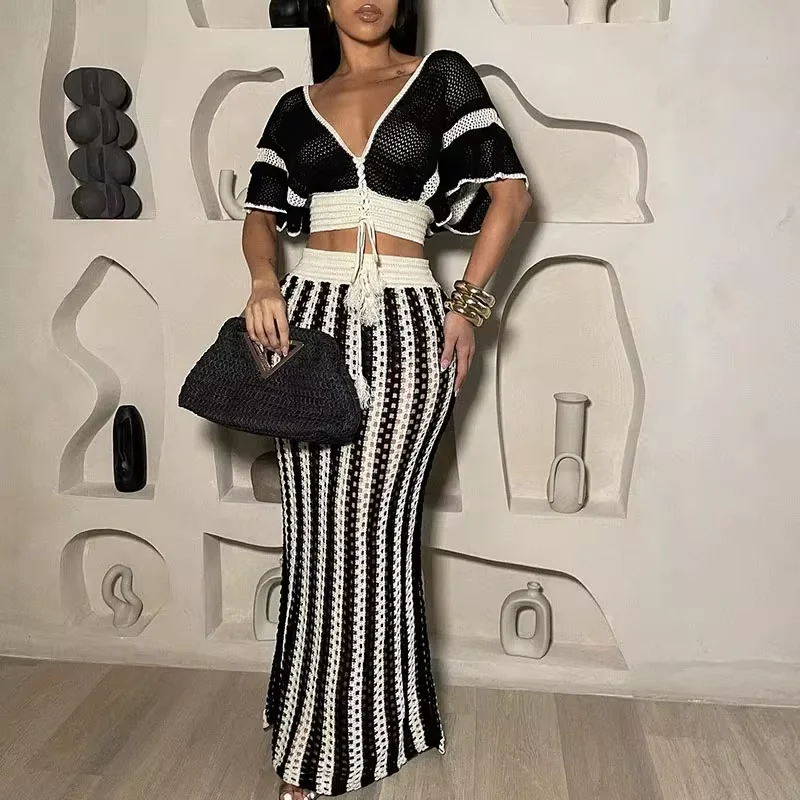 Midnight Vertical Luxe Stripe Three Piece Set