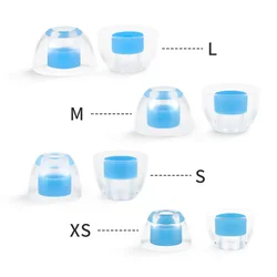 Transparent Skin - Friendly Reusable In - Ear Earplugs - 4 Pairs of Flexible Noise - Isolating Liquid Silicone Ear Tips - 4 Pairs (1 Set Blue)