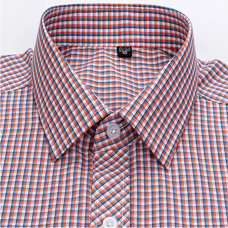 Fashionable Cotton Plaid Shirt Men's Short Sleeve Single Patch Pocket Design Young Casual Standard Fit Men's Shirt 5
