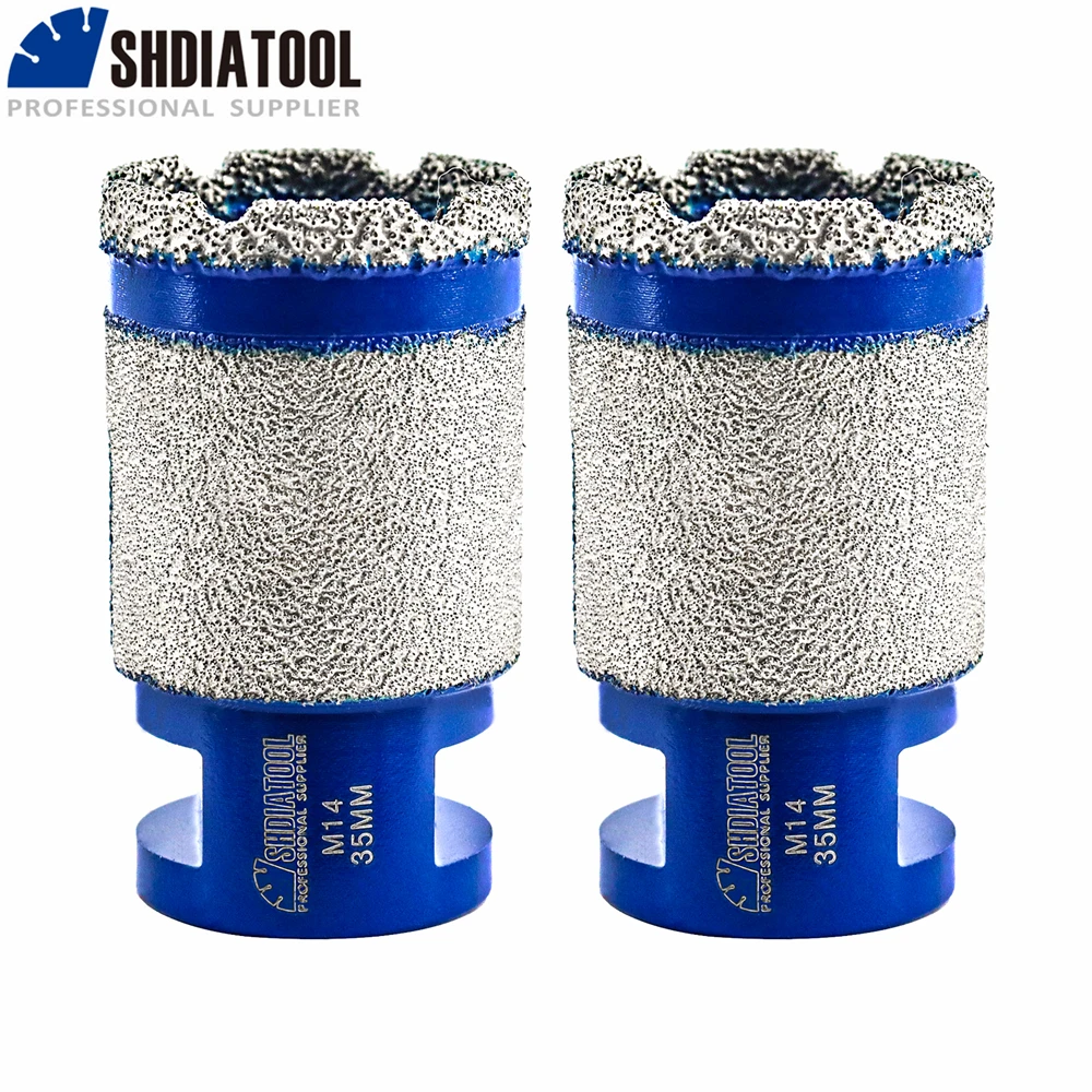 SHDIATOOL 2pcs/pk Diamond Drilling Finger Milling Bits 35mm Ceramic Tile Granite Shaping Polishing Enlarge Bevel Hole M14 Thread