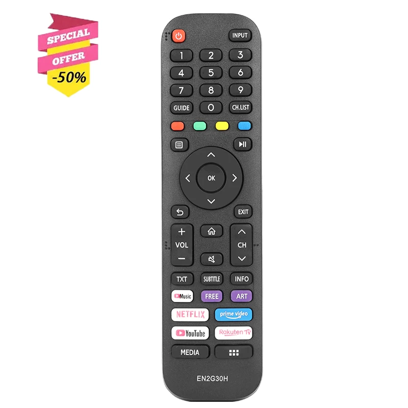 Telecomando En2G30H Compatibile Con Hisense Tv 43 A7340F Controller Sostitutivo Con Pulsanti Youtube Video Netflix Prime