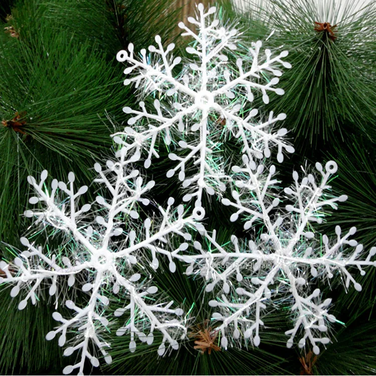 30-3Pcs Christmas Snowflake Ornaments Glitter Fake White Snowflake DIY Xmas Tree Hanging Pendents New Year Home Party Decor