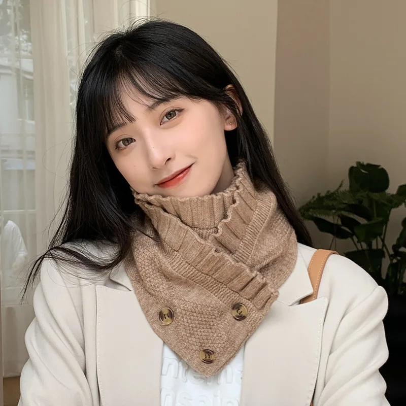 

Winter Women's Fake Collar Shawl Casual Solid Color Knitted Bib Warm Neckwear Shirt Detachable Collar Ladies False Collar