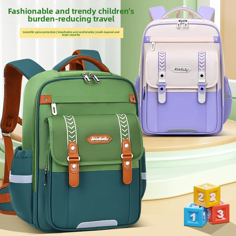 Boys Spine Protection Waterproof Waist Protection Primary School Student Schoolbag Girl Large Capacity Children Bag Light Casual 1