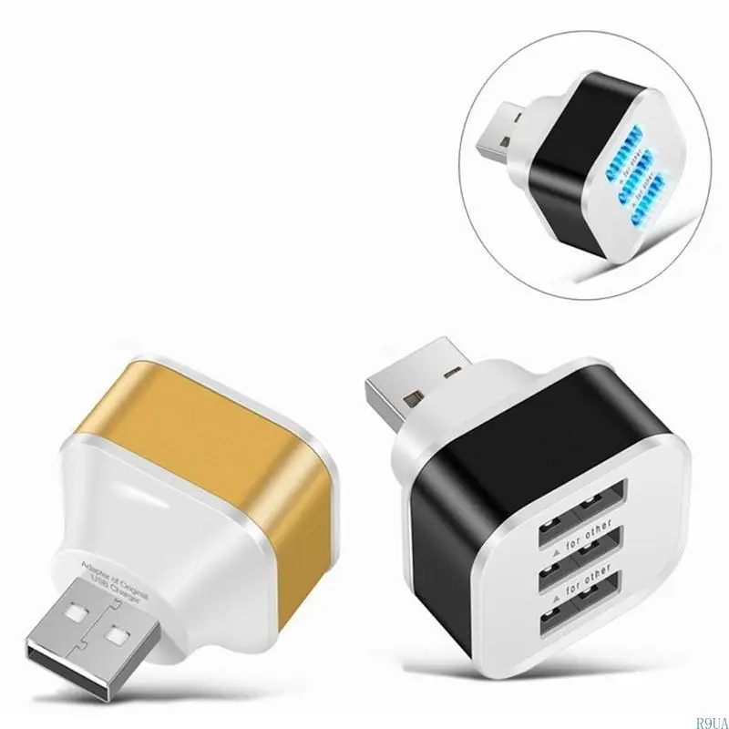 R9UA 새로운 USB 2.0 도크 익스텐더 3 포트 확장 USB 스플리터 허브 미니 충전기