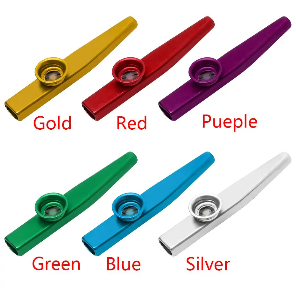 Party Gift Silver Children Kids Kazoo Flute Metal 5 Pcs Diaphragm Harmonica