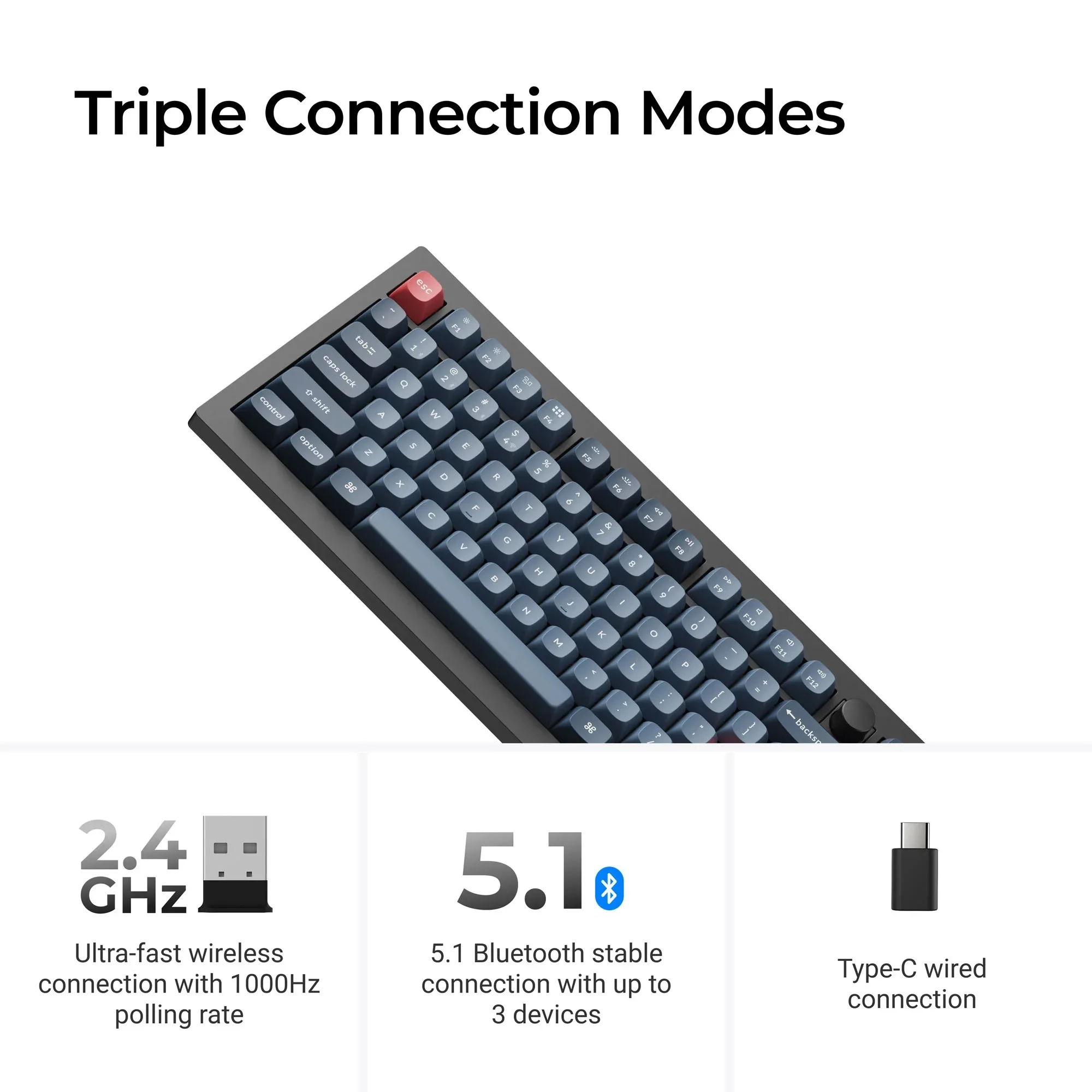 Keychron K3 Max QMK/via Tastiera meccanica senza fili, 75% Layout programmabile, RGB LED, Gateron Red Switch Hot-Swap, Telaio in alluminio Bluetooth/USB-C Tastiera da gioco cablata per Mac Windows Keychron K3 Max QMK/via Tastiera meccanica senza fili, 75% Layout programmabile, RGB LED, Gateron Red Switch Hot-Swap, Telaio in alluminio Bluetooth/USB-C Tastiera da gioco cablata per Mac Windows