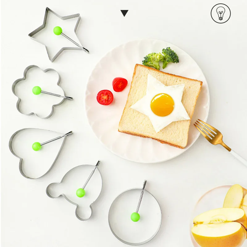 Stainless Steel Egg Frying Machine 5pcs Breakfast Baking Model Heart-Shaped Gadge egg cooker