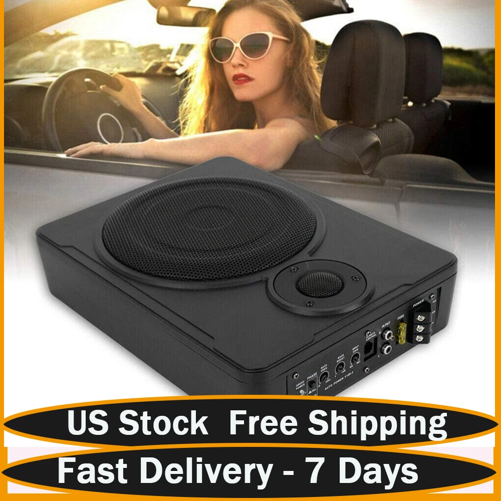 600W Slim UnderSeat Car Subwoofer Amp Powered car speakers Truck Sub w