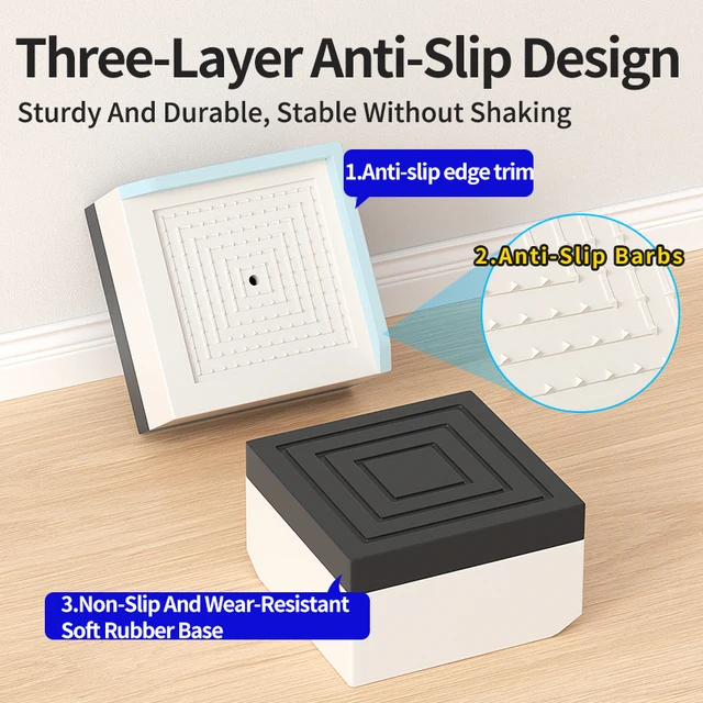 Soportes Apilables para Patas de Muebles, Diseño Triple Antideslizante, 3 Opciones de Color y Resistentes al Desgaste, para Camas, Mesas y Refrigeradores 2