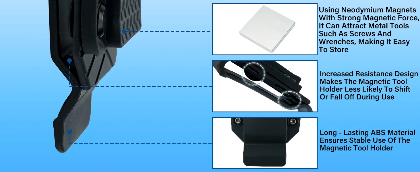 Magnetic Tool Holder Strong Magnetic Belt Clip for Screws,Nails,Wrench,Hammer,Pliers,Screwdriver,Sockets - Fits Up to 2.7" Belt
