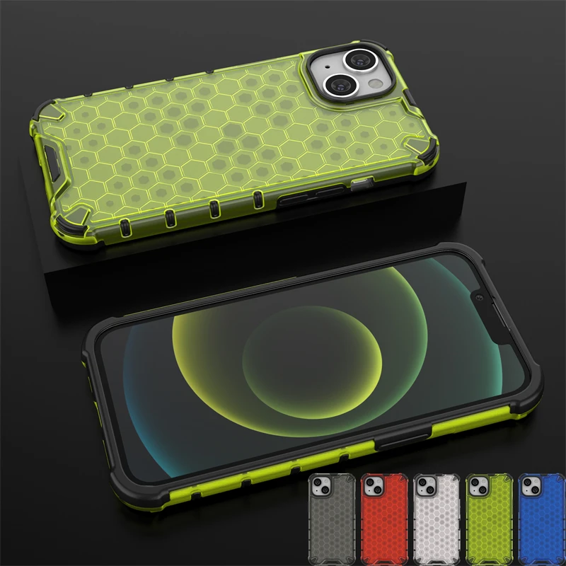 Honeycomb Shockproof Armor Phone Case with Translucent PC Cover