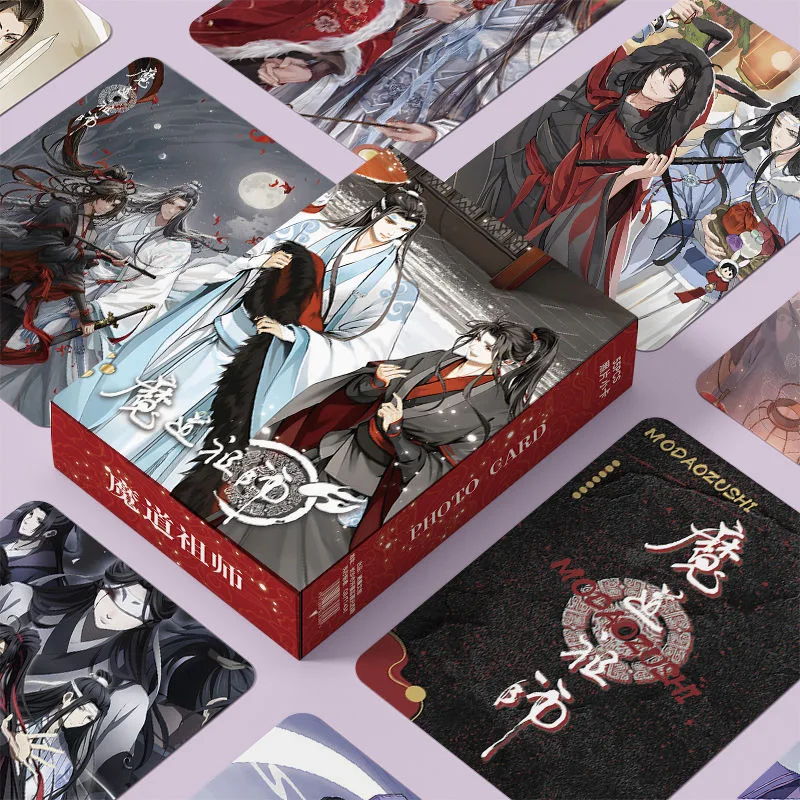 악마 재배의 애니메이션 그랜드 마스터 레이저 로모 카드, 웨이 무시안, 란 왕지, 3 인치 사진 카드, 팬 선물, 55 개/세트