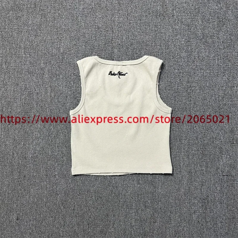 Description Picture 5 of itemNew Style Sleeveless BROKEN PLANET Embroidered Star Tank Tops Men Women Summer Style Top Tees