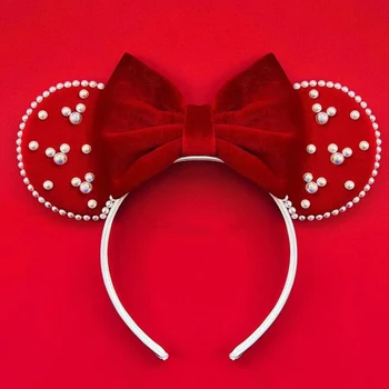 여아용 벨벳 귀 머리띠, 부드러운 활 머리띠, 축제 파티 코스프레, DIY 헤어 액세서리, 3.3 인치 디즈니, 2023 신제품