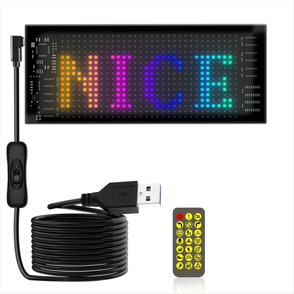 T28C LED 매트릭스 패널 프로그래밍 가능 유연한 스크린 IP65 디스플레이 애니메이션 메시지 스크롤 표시판 APP 제어 자동차, 상점, 바, A