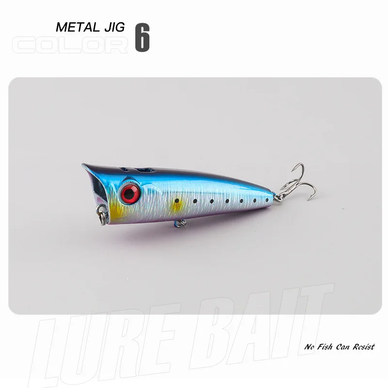 1pcs Topwater Popper Fishing Lures 3d Eyes Artificial Hard Baits Pike Salmon Lures with Treble Hooks