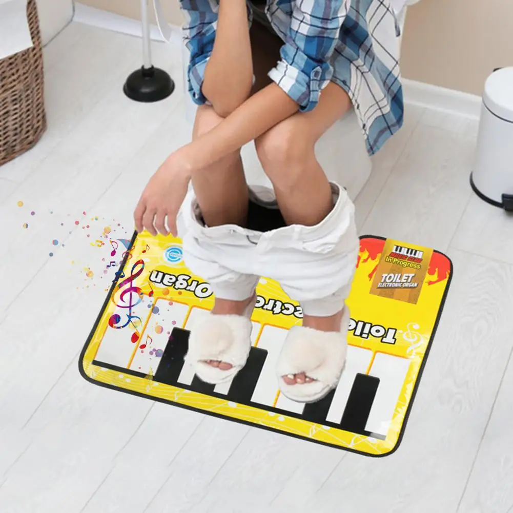 60x48CM Toilet Piano Mat Sounding Carpet Bathroom Funny Toe Music Keyboard Toilet Floor Mat Potty Piano Sounding Blanket