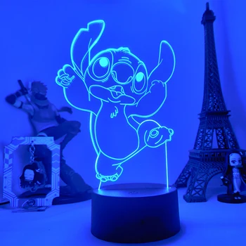 Lilo & Stitch Cartoon 7/16 colors Creative 3D Lamp Anime Figure LED Night Lamp Touch Table Lamp Ornaments Kids Toys Gifts 16