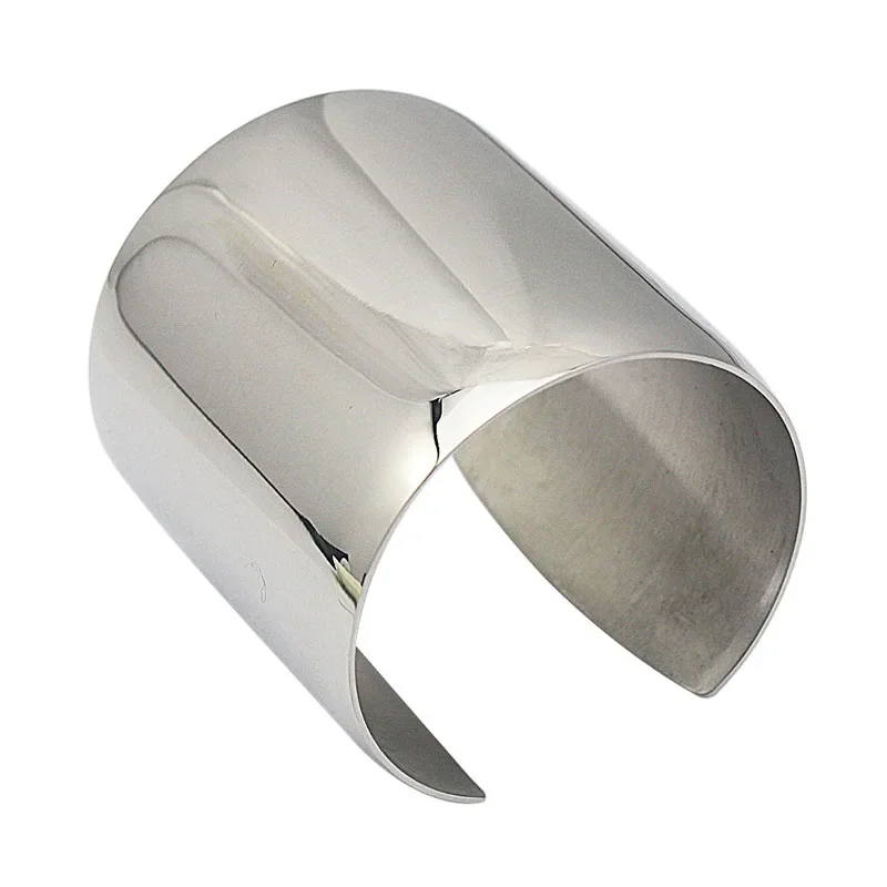 Fashion 316L Stainless Steel Cuff Bracelets and Bangles Silver Color Shiny Femininas Wide Big Bangles Hot Sale Bijoux For Women 2