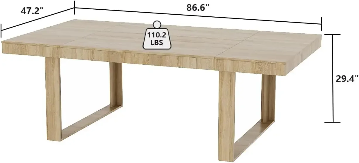 Dining Table for 8-10 People, 86.6-Inch Rectangular Wood Kitchen Table with Thicken Tabletop, Office Conference Room Table 6