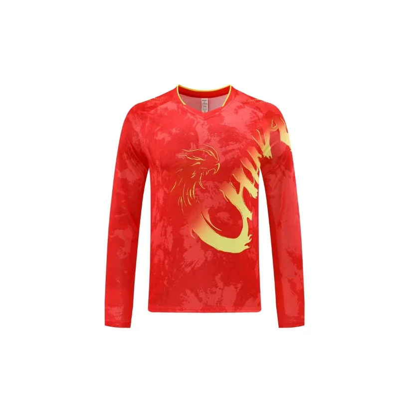 China Dragon Long Sleeve Table Tennis Shirt Red Blue Chinese Team Badminton Jersey For Men Women Can Print Team Name