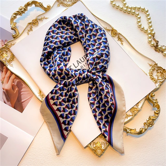 Silk Square Scarf Women Satin Bandana Print  Scarves Head Band Fashion Lady Hair Shawl and Wrap Female Neckerchief Hijab 2022 FJ567-4