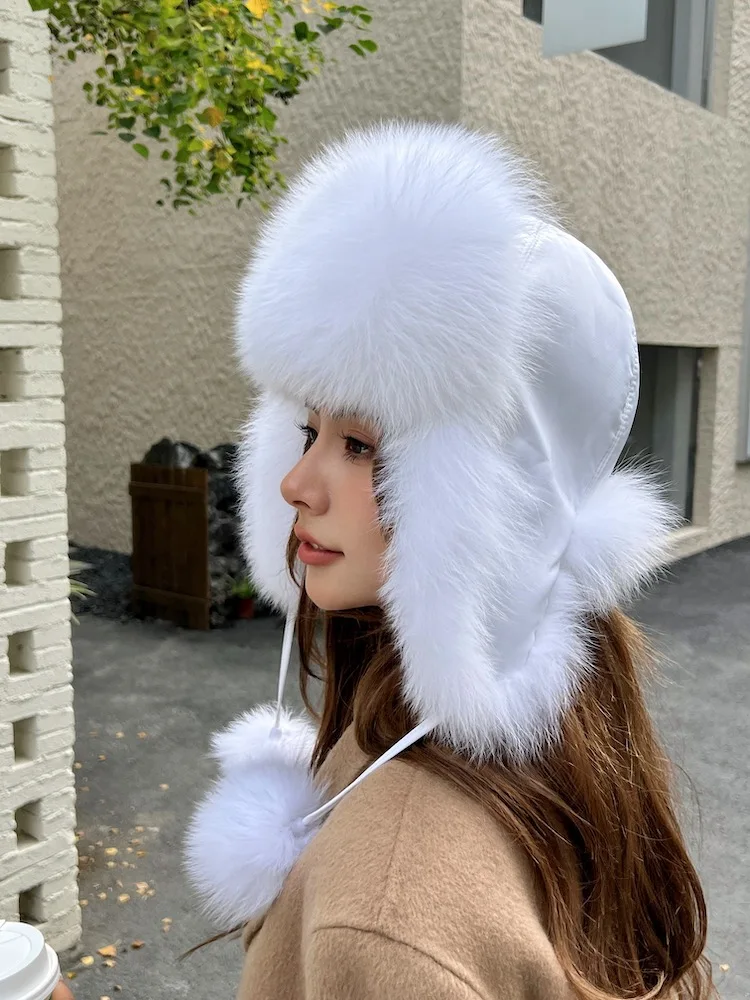 Ushanka Rusa De Piel De Zorro Real Para Hombre - Gorro De Cazador Con Orejeras Ajustables