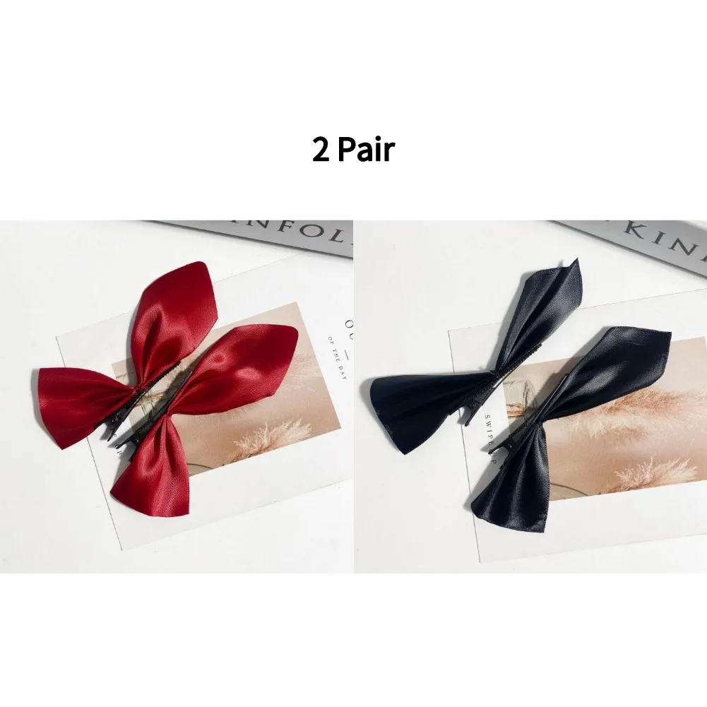 1/2Pcs Black White Ribbon Hair Bows Clips Vintage Bowknot Side Hairpin Cute Girls Barrettes Headdress Hair Accessories For Women hairclips Hair Accessories