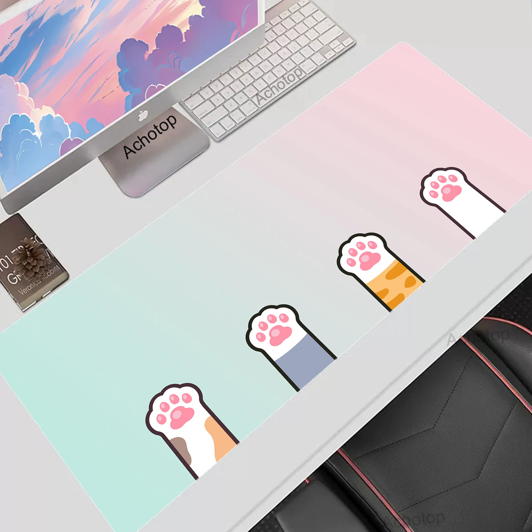 

Large Mouse Pad Cute Cat Paw Gamer Game Mousepad Anti-slip Rubber Mouse Mats Locking Edge Desk Mat Computer Keyboard Mousemat