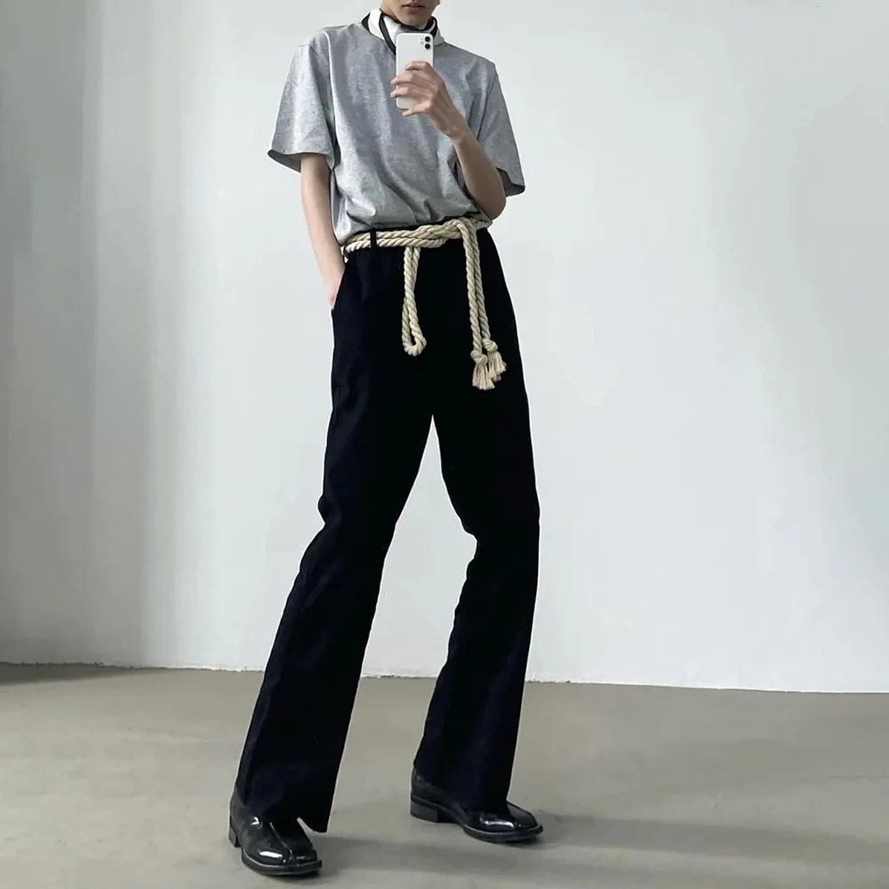 2024 European American High Street Micro-la Vibe Wind High Winter Trousers Wide-leg Casual 3D Tailoring Men's Trousers Long Pant