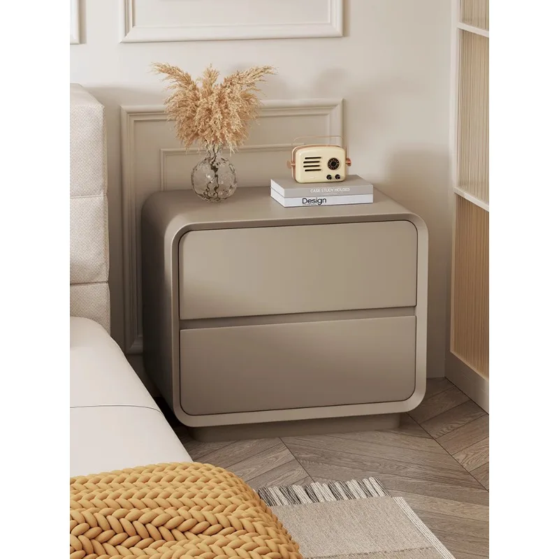 Leather bedside table simple modern new small light luxury cream wind bedside table bedroom home locker
