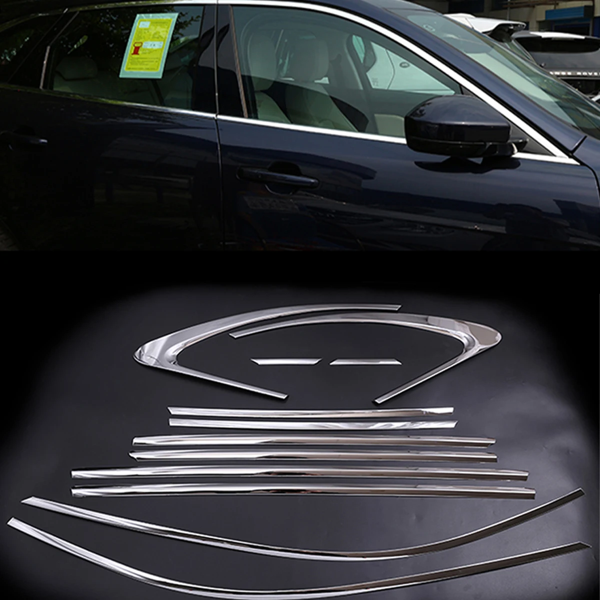 

12 Pcs for Jaguar F-PACE f-pace Car Window Trim Stainless Steel and Aluminum Alloy Car Exterior Accessories 4 Style
