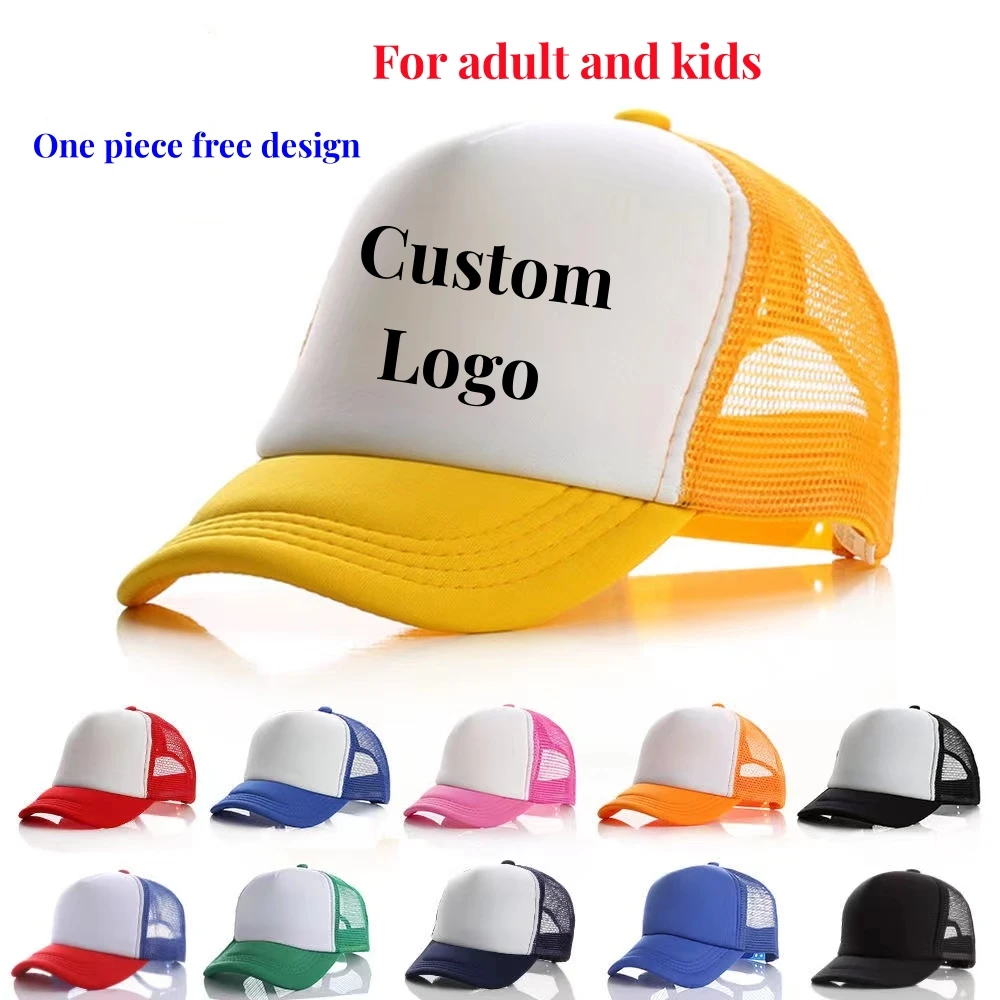 

Custom Brand LOGO Personality DIY Print Trucker Hat For Kids Net Baseball Cap Men Women Blank Mesh Adjustable Sun Hat Visor