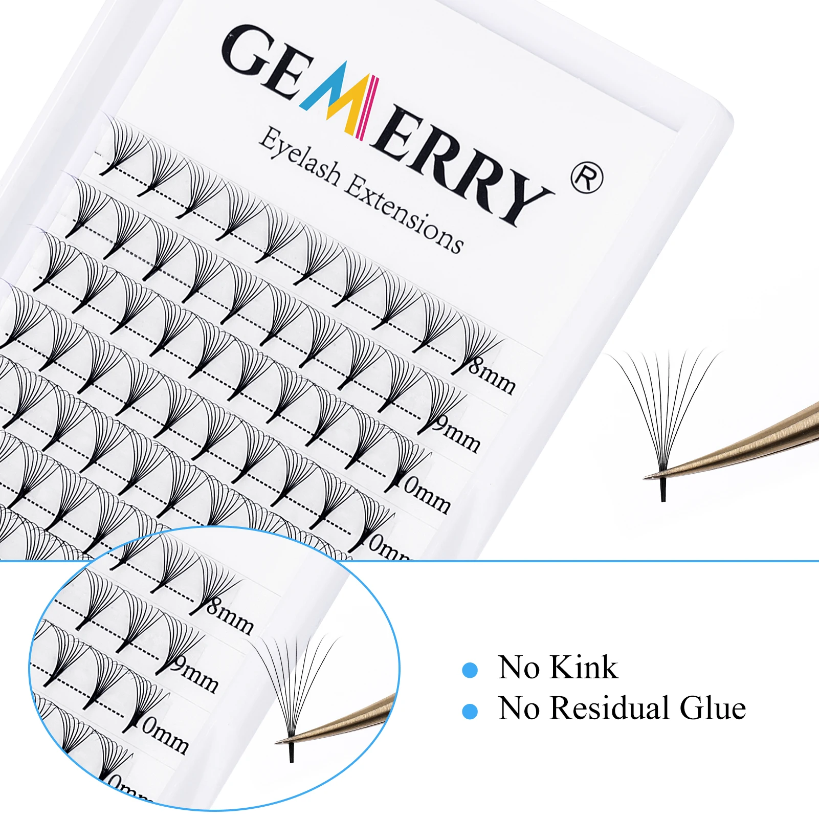 Gemerry Premade Fan Eyelashes Extension 6D 8D 9D 10D 12D 16D 20D Short Stem False Lashes Soft Russian Volume Faux Mink Eyalashes