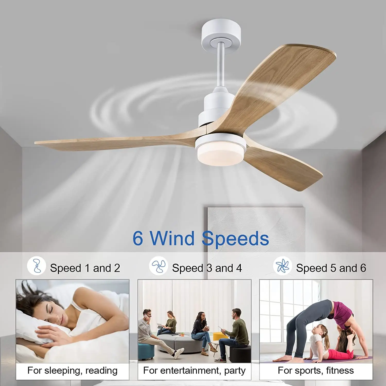 Ceiling Fan 52Inch With Led Light For Home Office