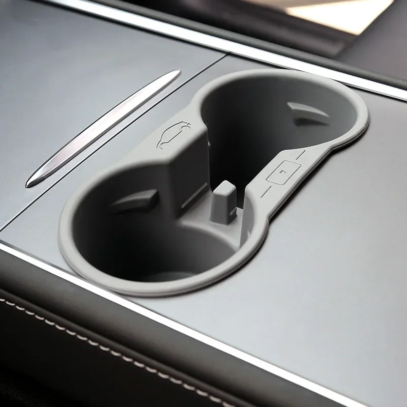 For Tesla Model 3 Y Console Cup Holder Insert - Upgrade Anti-Slip Silicone Center Consoles Cup Double Holder Car Accessories 1 pcs car anti skid cup holder for 2021 tesla model 3 tesla model y accessories silicone water cup slot slip limit clip ashtray