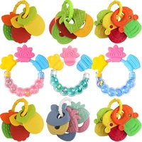 Silicone Teethers for Baby Things Newborn Chews Food Grade Teethers Training Bed Toy  Baby fruit item Feeding Infant Rattle 1