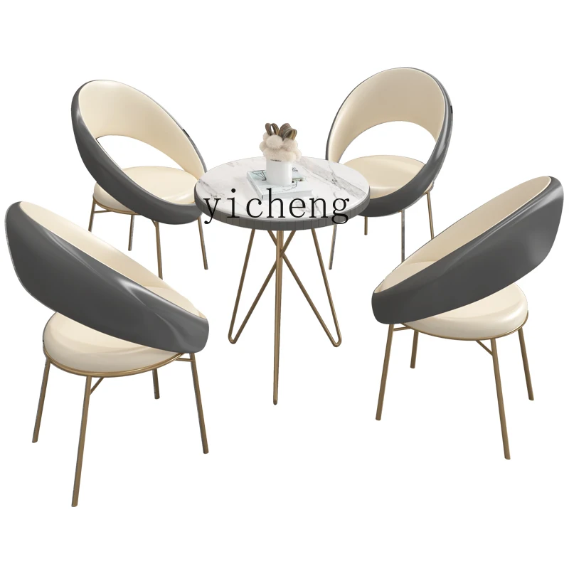 

Zf Coffee Shop Dessert Milk Tea Shop Sofa Table and Chair Combination Sales Office Rest Area Simple