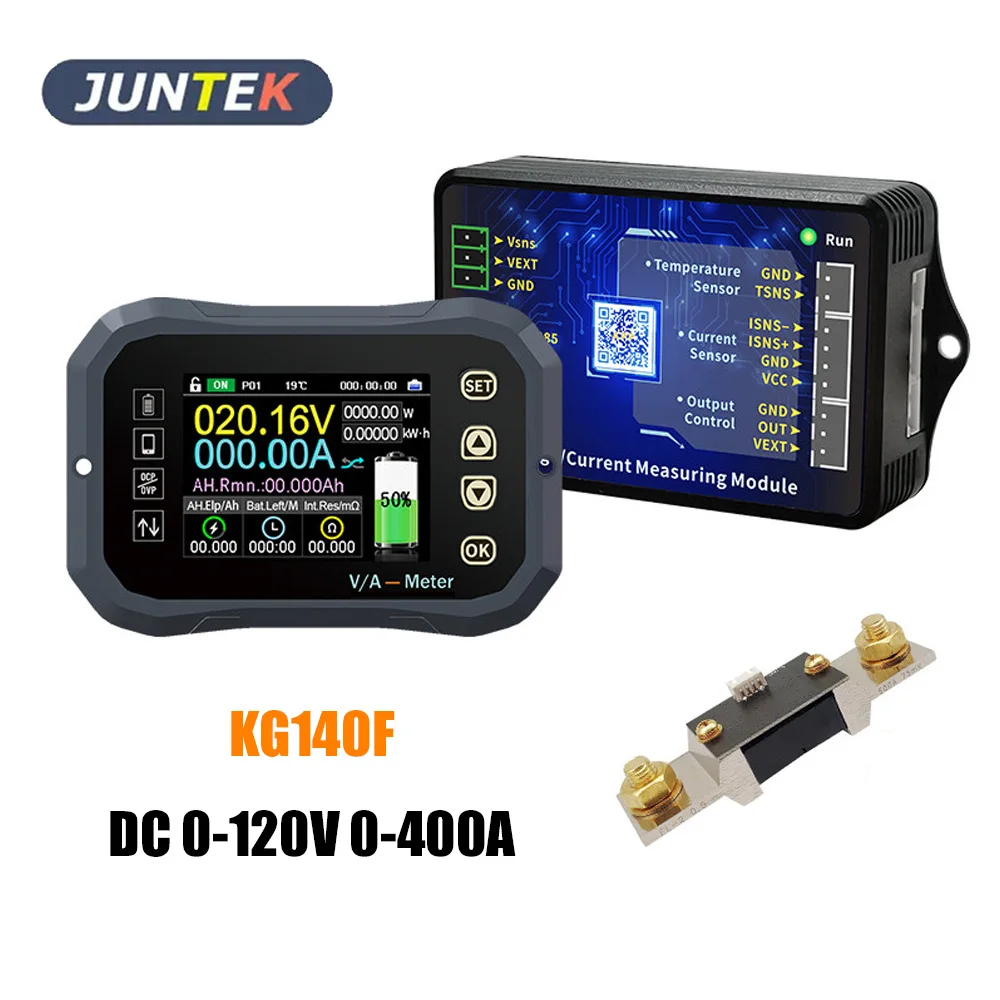 Battery Monitor Bluetooth KG140F DC 0-120V 0-400A Battery Tester Voltage Current VA Coulomb Meter Capacity Indicator
