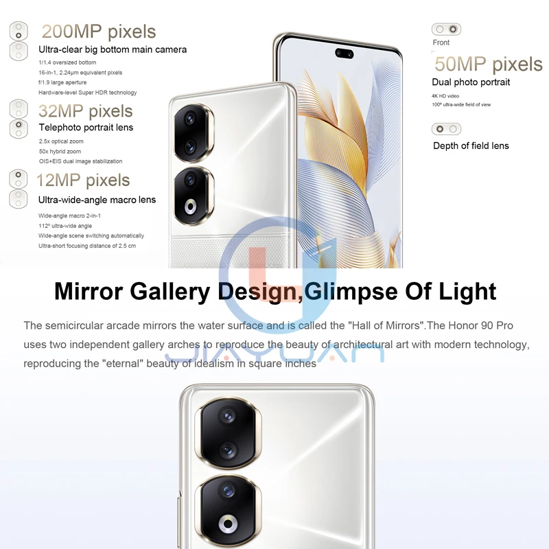 New Original Honor 90 Pro 5G Mobile Phone 6.78 Inch 120Hz Screen Snapdragon 8+ Gen 1 Octa Core 200MP Camera NFC Smartphone