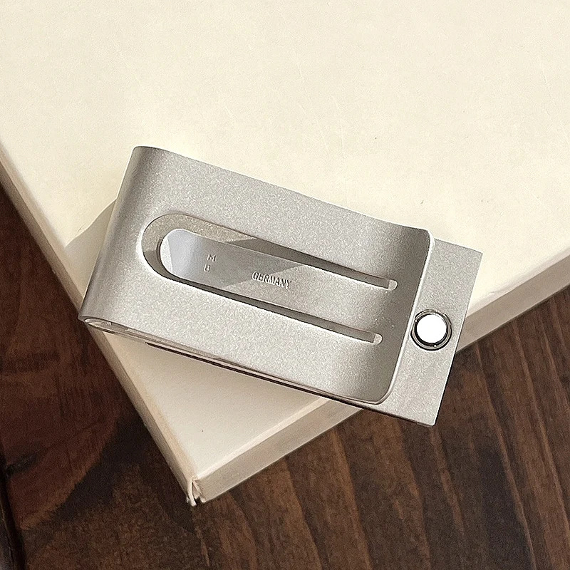 PJS MB Polished Black Rubber Money Clip 316L Stainles Steel 1:1 High Quality Luxuy Classic Ticket And Change Folder With Box Set