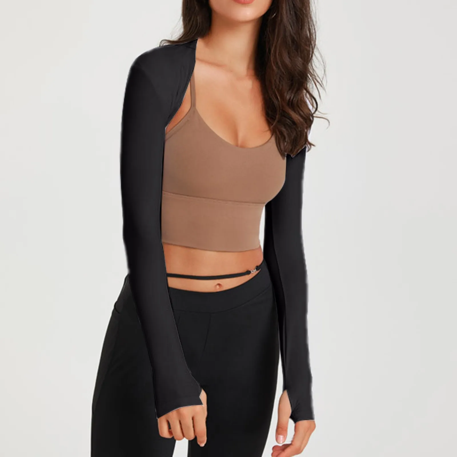Women Long Sleeve Bolero Open Front Cropped Cardigan Sleeves To Cover Arms Workout Tops Womens Button down Sweaters Cardigans 2