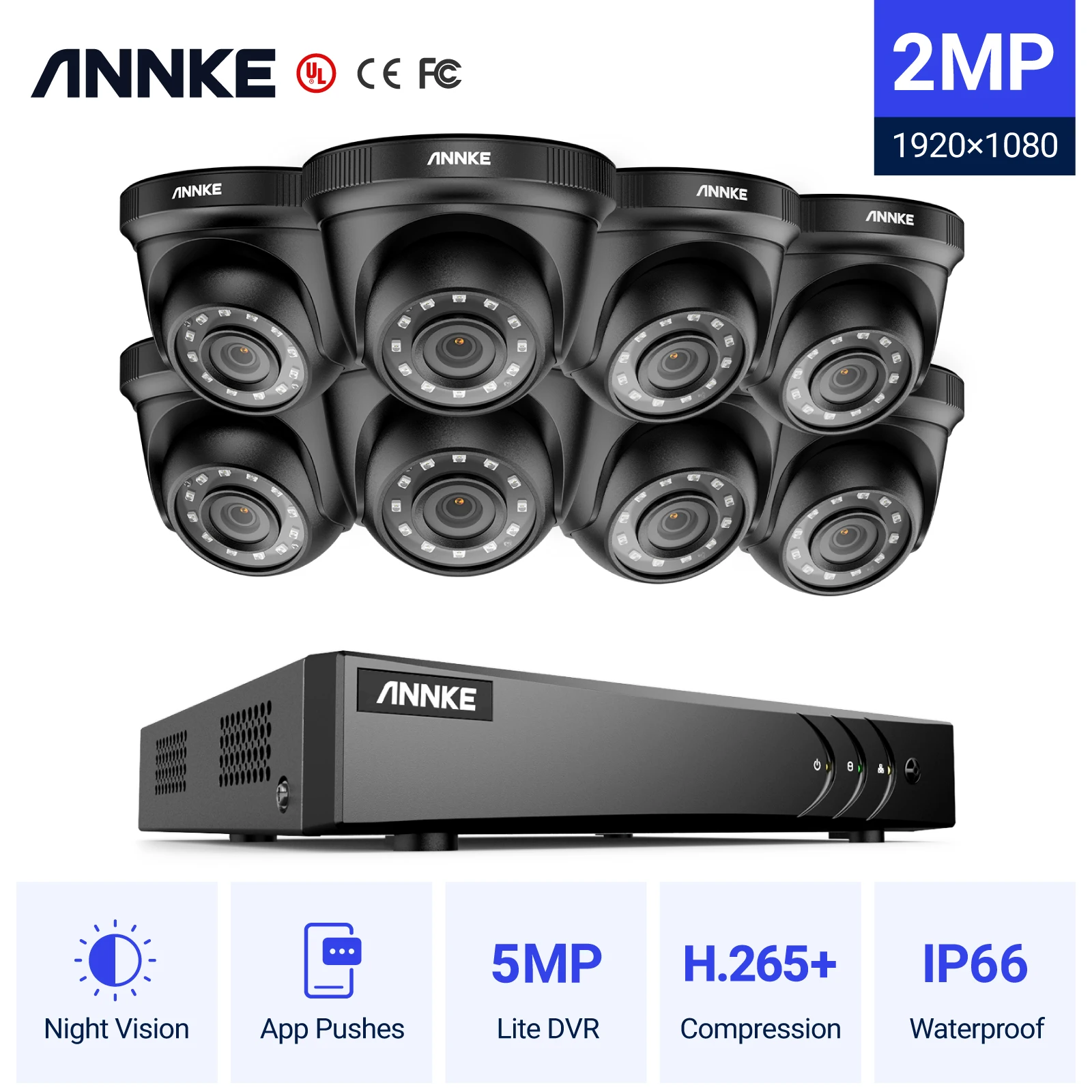 

ANNKE 5MP 8CH Surveillance Camera Kit DVR IR Night Vision Video Security Camera Outdoor Waterproof Motion Detection CCTV System