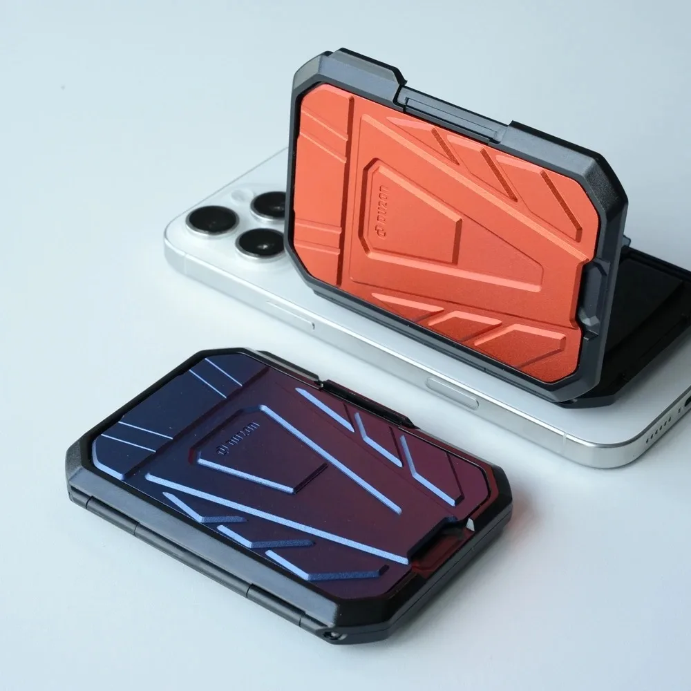 DUZON Armor Magnetic Wallet with Detachable 3-Slot Card Holder and Adjustable Kickstand