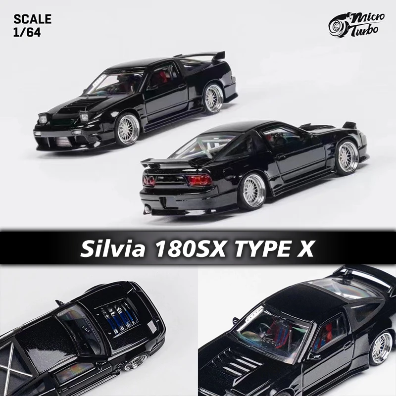 

MT в наличии 1:64 S13 Silvia 180SX Тип X металлик черный литый под давлением модель автомобиля коллекционные миниатюрные игрушки MicroTurbo