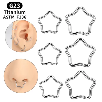 1/10PC Titanium Star Daith Earring Conch Helix Septum Piercing Clicker Segment Nose Ring Helix Rook Ear Piercings Women Jewelry