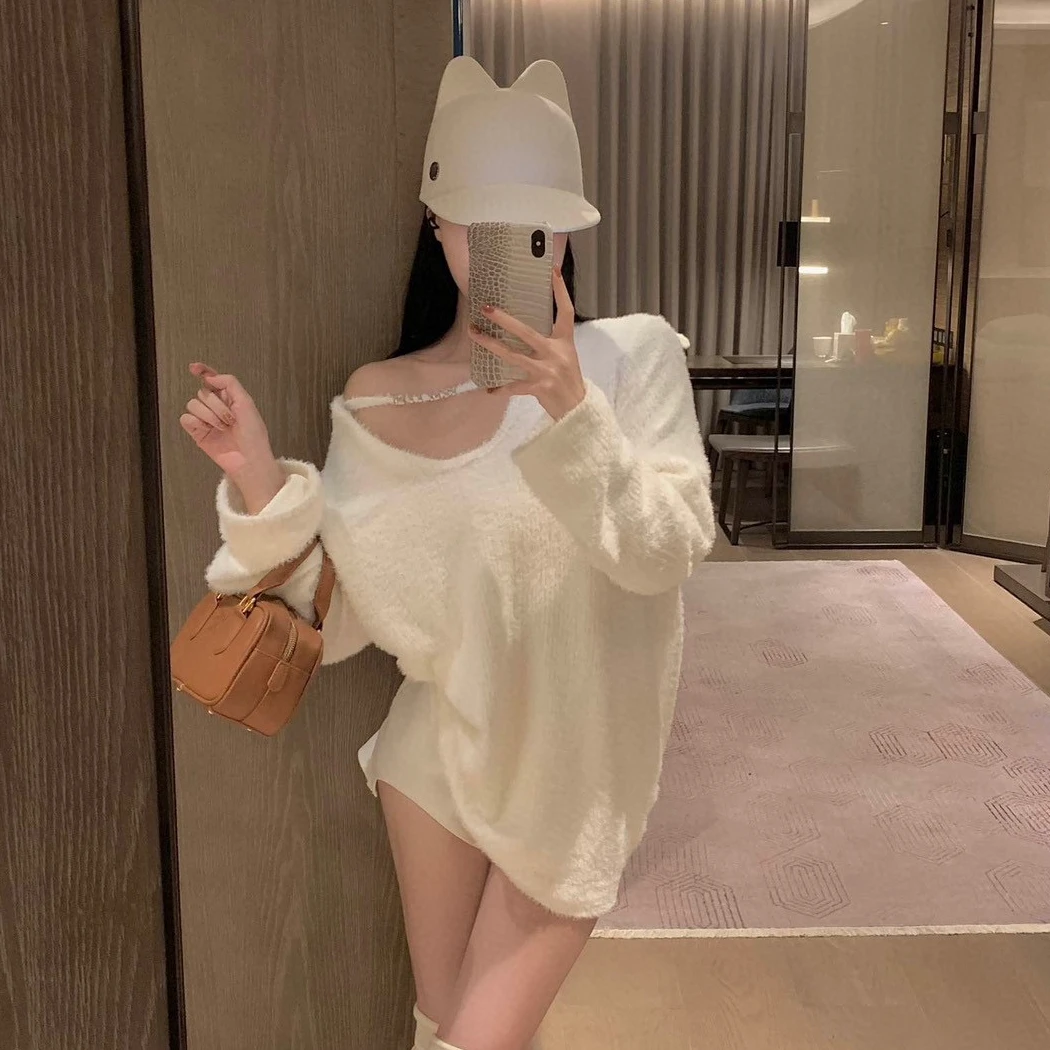 

167857 Fashion Classic Trendy Luxury Designer New Rhinestone Letter Round Neck Long Sleeve Knitted Sweater Pullovers Female A2